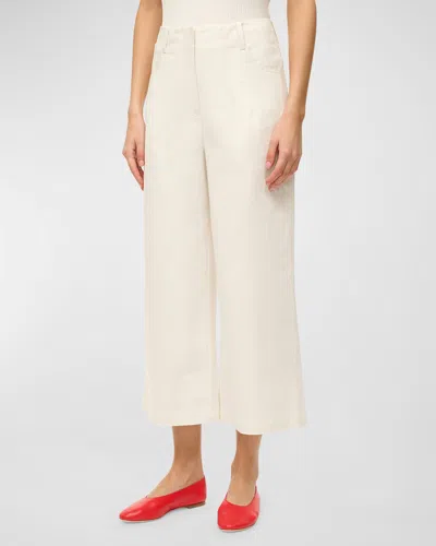 Staud Luca High-waist Cropped Wide-leg Pants In Ivory