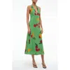 Staud Lucca Printed Silk-crepe Halterneck Midi Dress