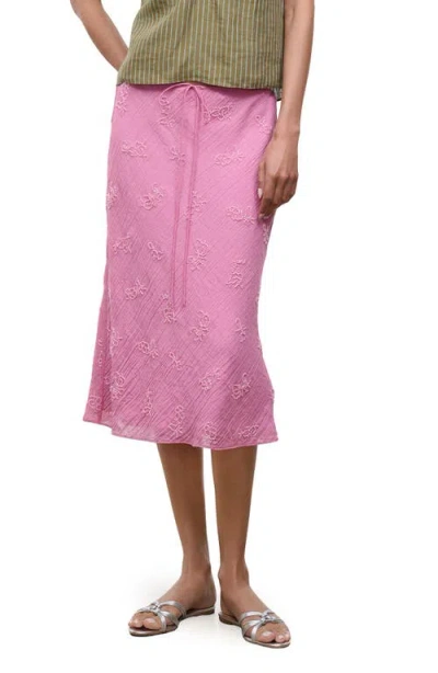 Staud Lucia Beaded Floral Skirt In Pink
