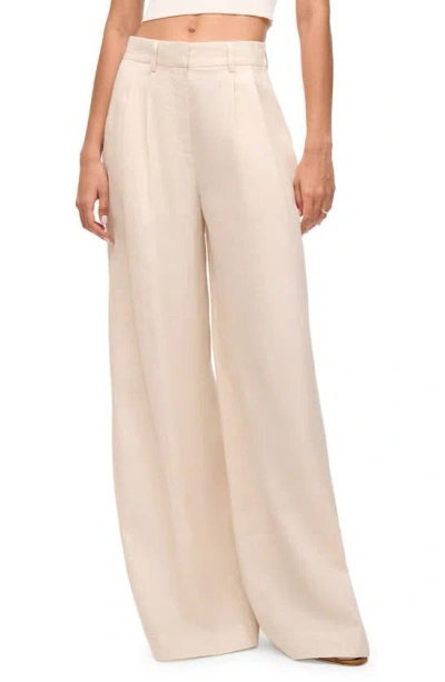 Staud Grayson Cotton Tweed Wide-leg Pants In Beige