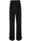 Staud Logo High Waist Trousers With Pleat Detailing In Black