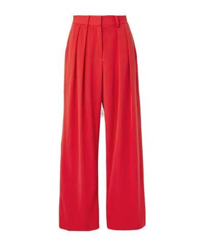 Staud Luisa Wide-leg Pleated Trouser In Red