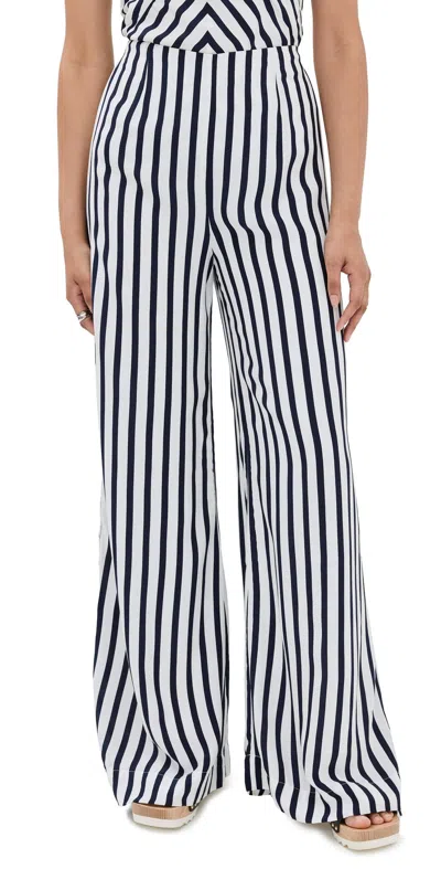 Staud Luke Trousers White/navy Stripe