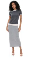 Staud Lyric Merino Wool-nylon Maxi Dress In Heather Grey In Multi