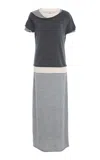 Staud Lyric Layered Wool-blend Jersey Dress In Black