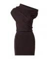 Staud Mabel One-shoulder Cap Sleeve Merino Wool Sweater Dress In Brown