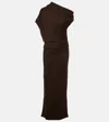 Staud Mabel One-shoulder Wool Maxi Dress In Brown