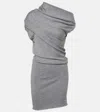 Staud Mabel One-shoulder Wool Minidress In Gray