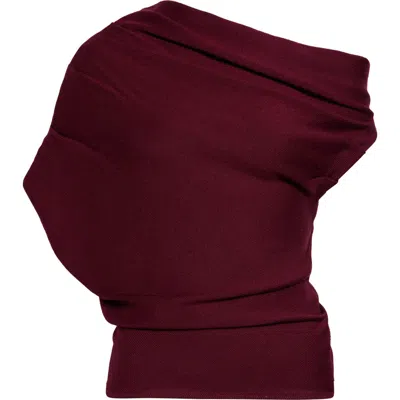 Staud Mabel One-shoulder Merino Wool Sweater In Burgundy