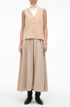 Staud Madeline Sleeveless Mixed Media Dress In Neutral