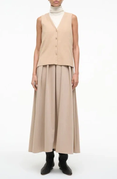 Staud Madeline Sleeveless Mixed Media Dress In Neutral