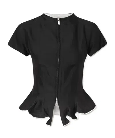 Staud Maelle Ruffled Shirt In Black