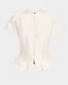 Staud Maelle Zip-front Peplum Top In White
