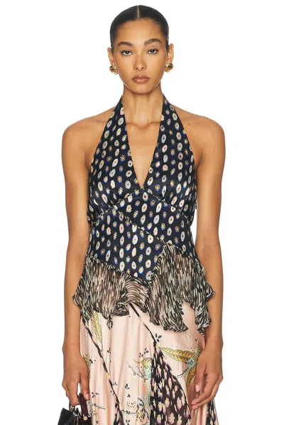 Staud Maeva Ruffled Printed Silk-blend Voile Top In Multi