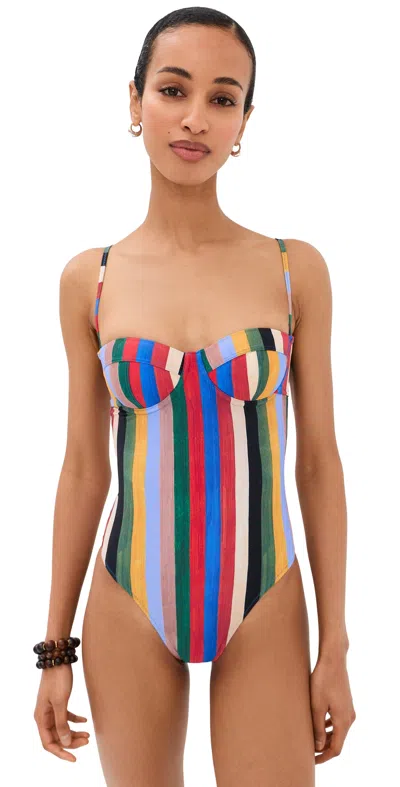 Staud Maeve One Piece Artist Stripe In Multi