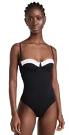 Staud Maeve One Piece Swimsuit In Black/white