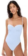 Staud Maeve One Piece Sky Micro Check In Sky Micro Check