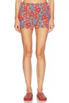 Staud Magdalena Floral Crochet Cotton Miniskirt In Cayenne & Sky