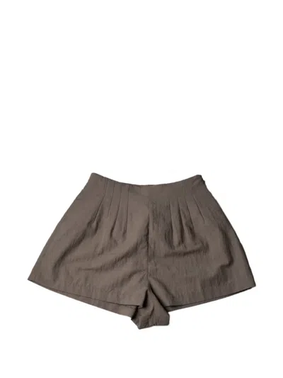 Staud Magpie Pleated Shorts In Gray
