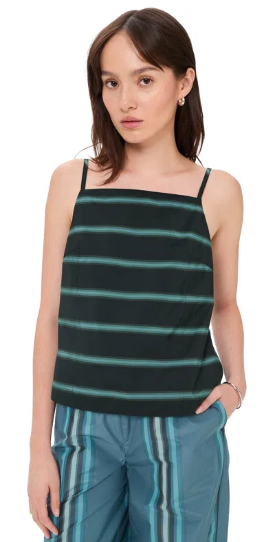 Staud Maisie Top Venice Stripe In Green