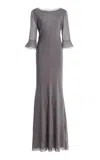 Staud Marais Silk Maxi Dress In Gray
