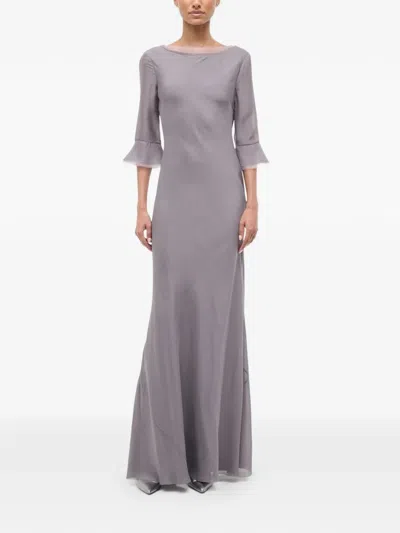 Staud Marais Three-quarter-sleeve Maxi Dress In Gray