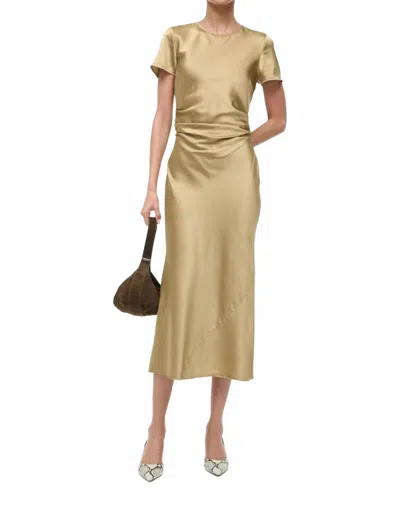 Staud Marcel Silk Dress In Antique In Gold