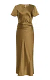 Staud Marcel Stretch-silk Dress In Green