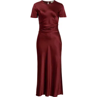 Staud Marcel Stretch Silk Midi Dress In Red