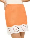 Staud Margaux Broderie Anglaise Linen Miniskirt In Apricot White