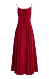 Staud Margi Cotton Midi Dress In Red