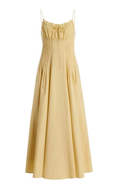 Staud Margi Ruffled Cotton-blend Maxi Dress In Yellow