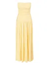 Staud Mariana Strapless Gathered Jersey Maxi Dress In Yellow
