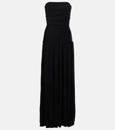 Staud Mariana Ruched Jersey Maxi Dress In Black