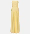 Staud Mariana Strapless Gathered Jersey Maxi Dress In Yellow