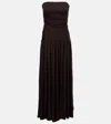 Staud Mariana Shirred Jersey Maxi Dress In Brown