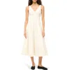 Staud Marieta Paneled Cotton-blend Faille Midi Dress In Ivory