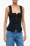 Staud Marisa Square Neck Top In Black