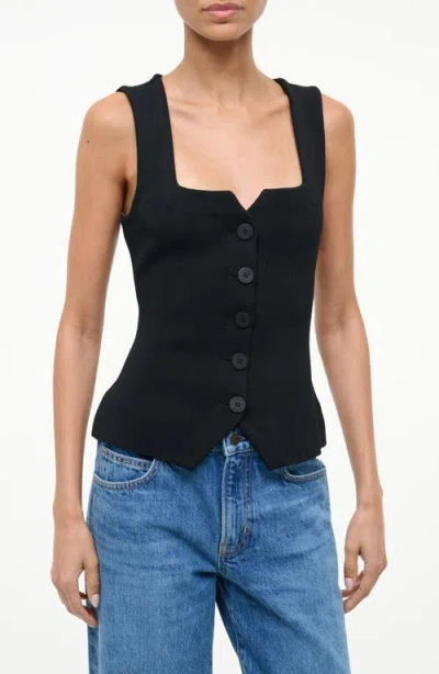 Staud Marisa Square Neck Top In Black