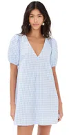 Staud Marsh Mini Dress Sky Gingham In Sky Gingham