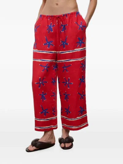 Staud Mateo Cropped Trousers In Red