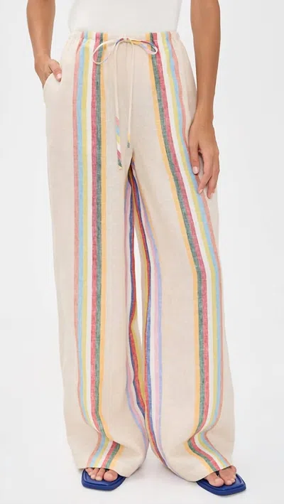 Staud Mateo Linen Pant In Day Trip Stripe In Multi