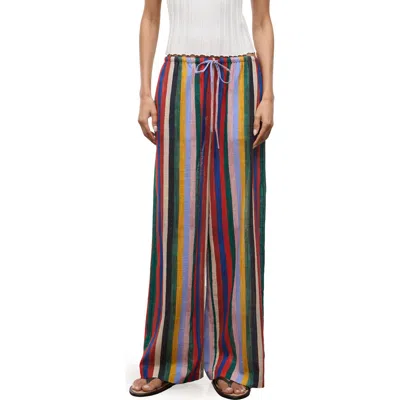 STAUD STAUD MATEO STRIPE COTTON DRAWSTRING PANTS