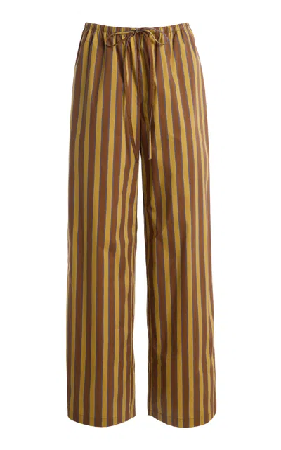 Staud Mateo Striped Silk-blend Wide-leg Pants In Brown