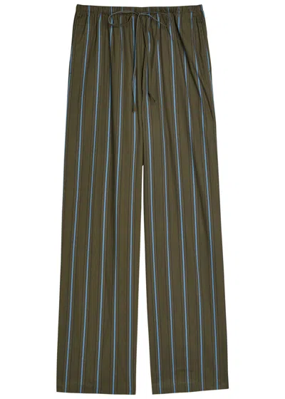 Staud Mateo Striped Stretch-cotton Poplin Trousers In Green