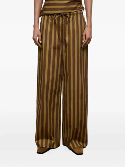 Staud Mateo Striped Trousers In Brown