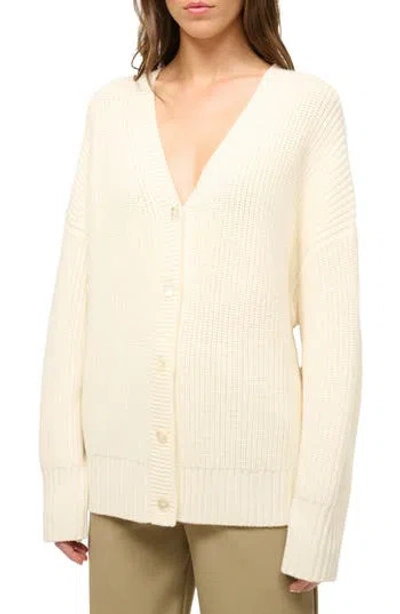 Staud Matilda Wool Blend Cardigan In White