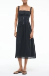 Staud Matilde Lace-trimmed Cotton Midi Dress