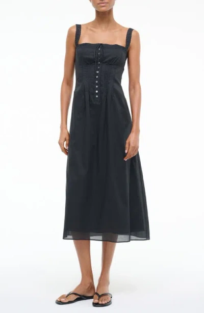 STAUD STAUD MATILDE LACE TRIM MIDI DRESS