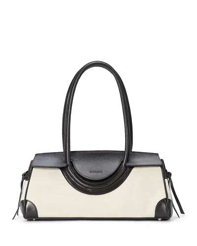 Staud Maude Canvas & Leather Shoulder Bag In White
